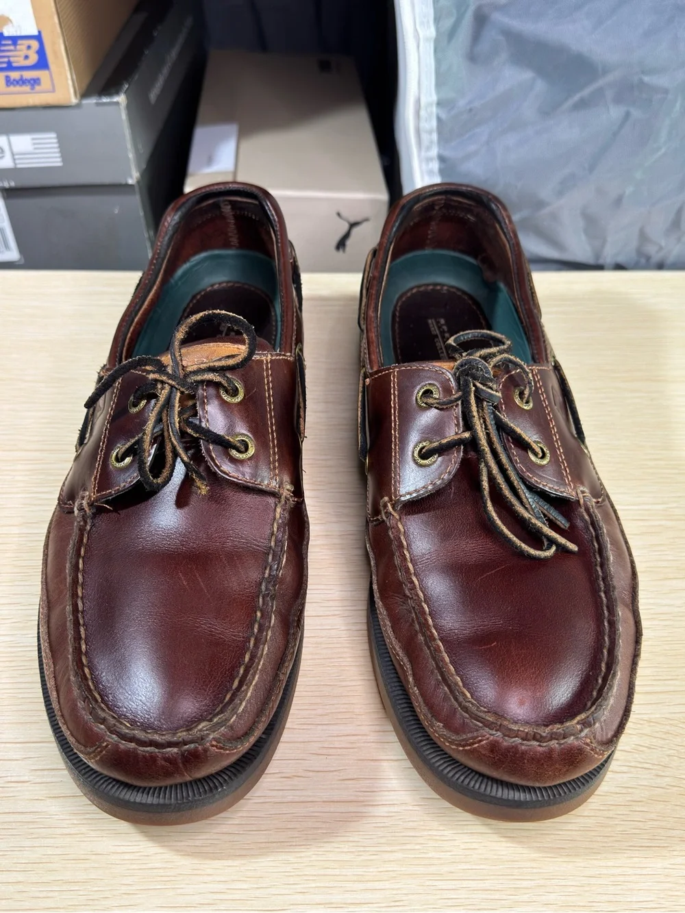 Sperry Top Sider Mako Collection Brown Leather Boat Loafer Shoes Men 10.5 Wide